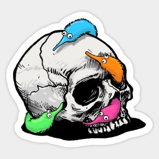 Worms on a String on a Skull Sticker